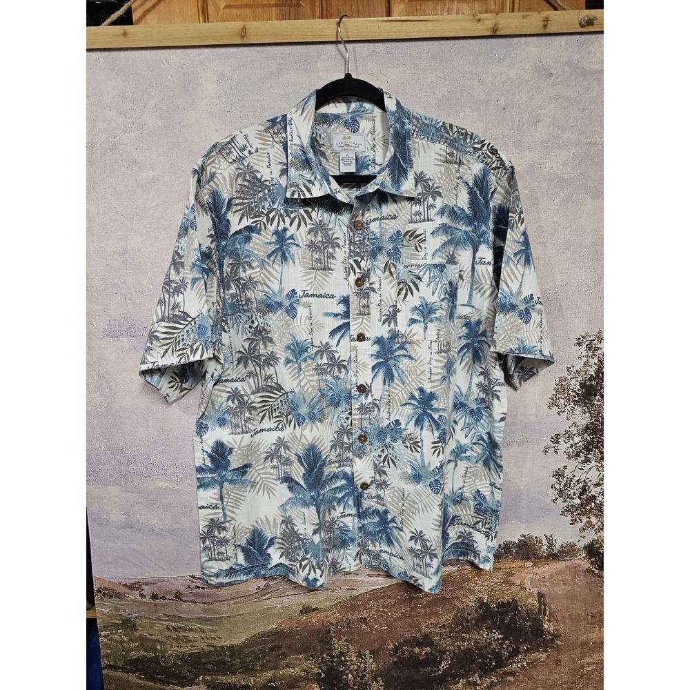 GROOVY BAY HAWAIIAN SHIRT Blue and Pink Palm Tree Size  XL